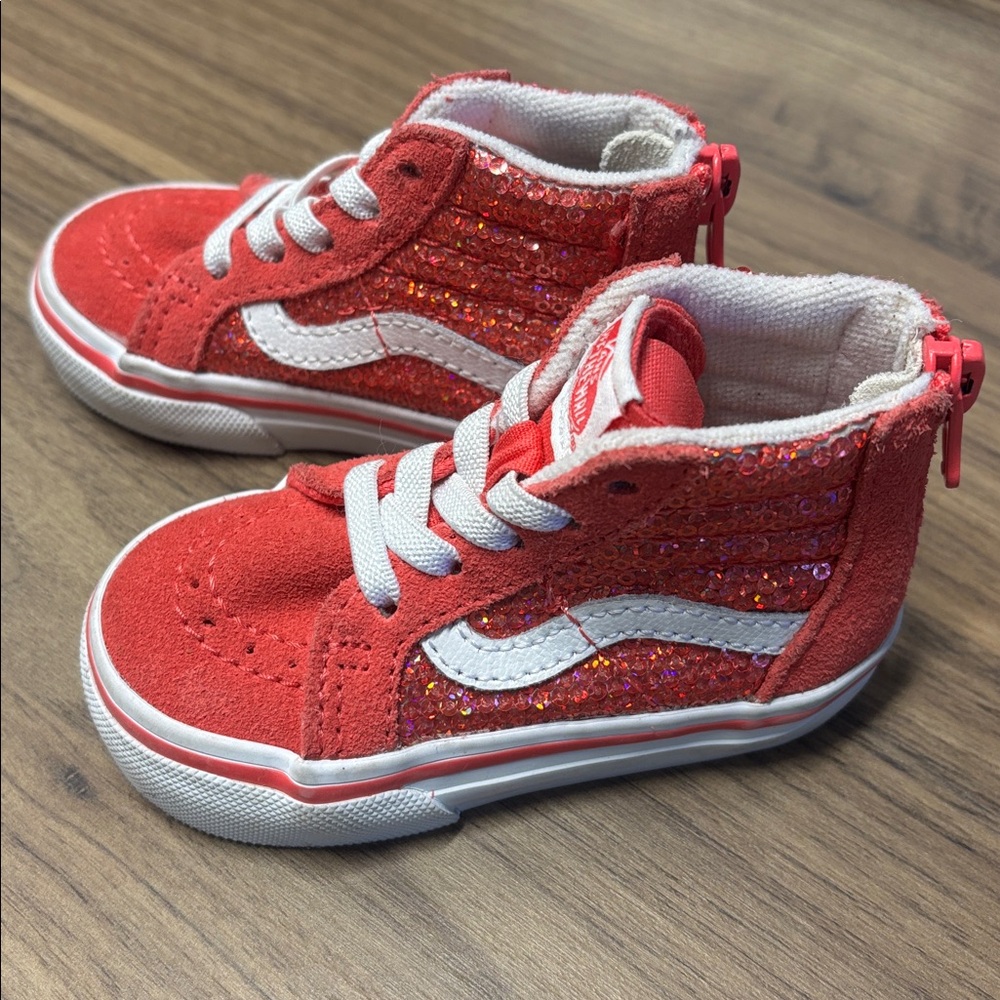 Vans Kids Sparkling pink high top size 4